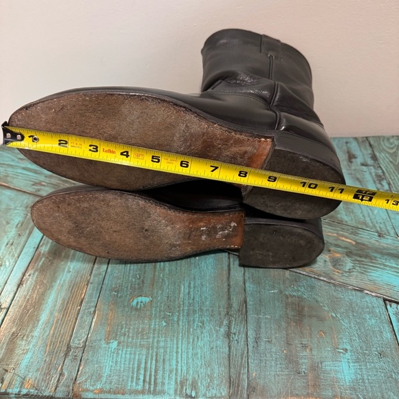 J Chisholm Boots Leather Cowboy 9 D Black Leather Western Riding USA Vintage - Picture 6 of 10